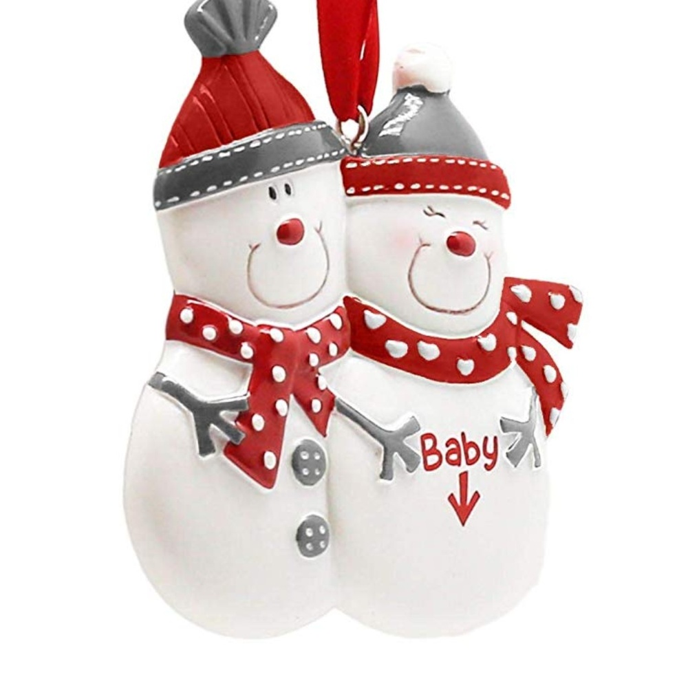 Baby Makes Three Expecting Snowman Ornament